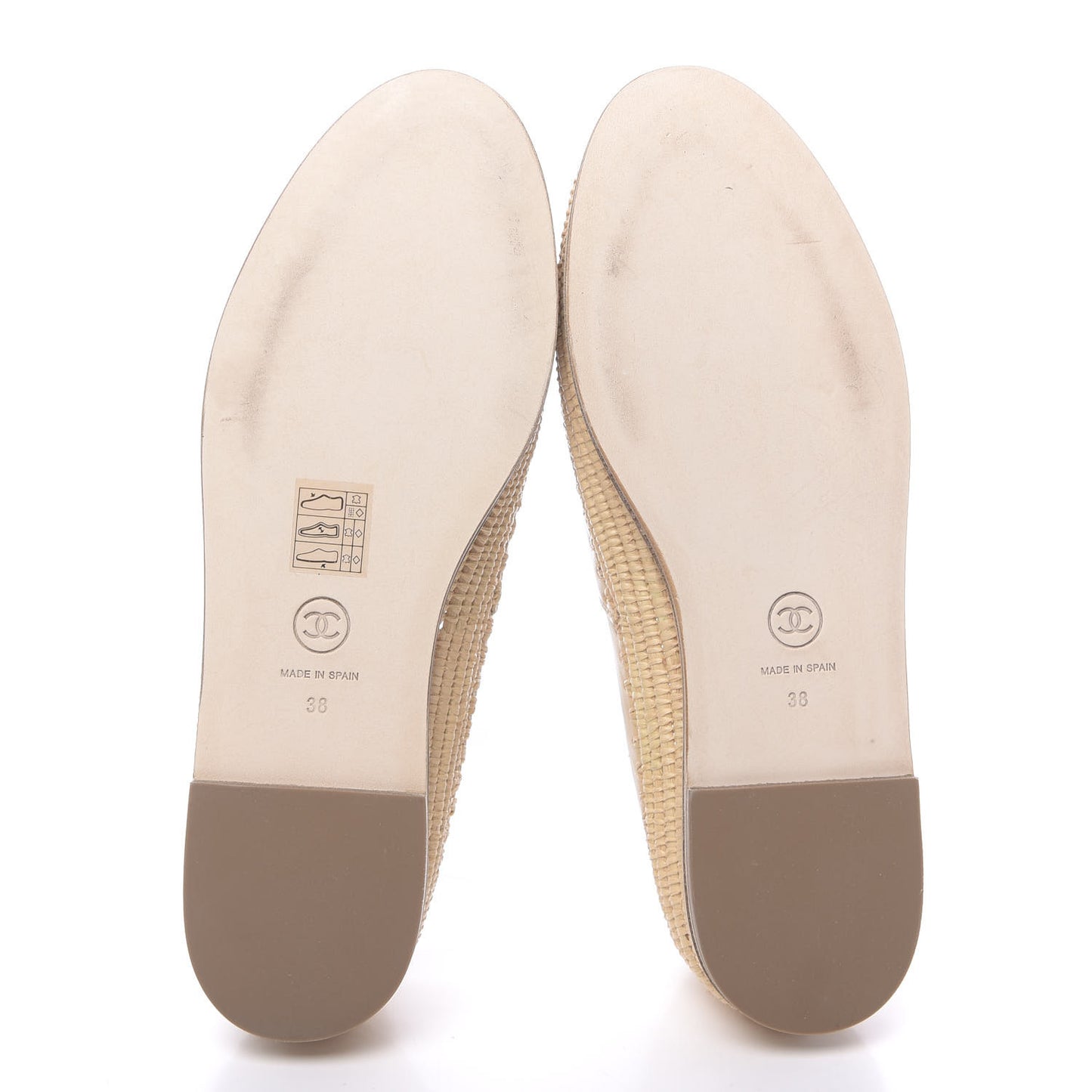 Lambskin Grosgrain CC Espadrilles 38 Beige Black