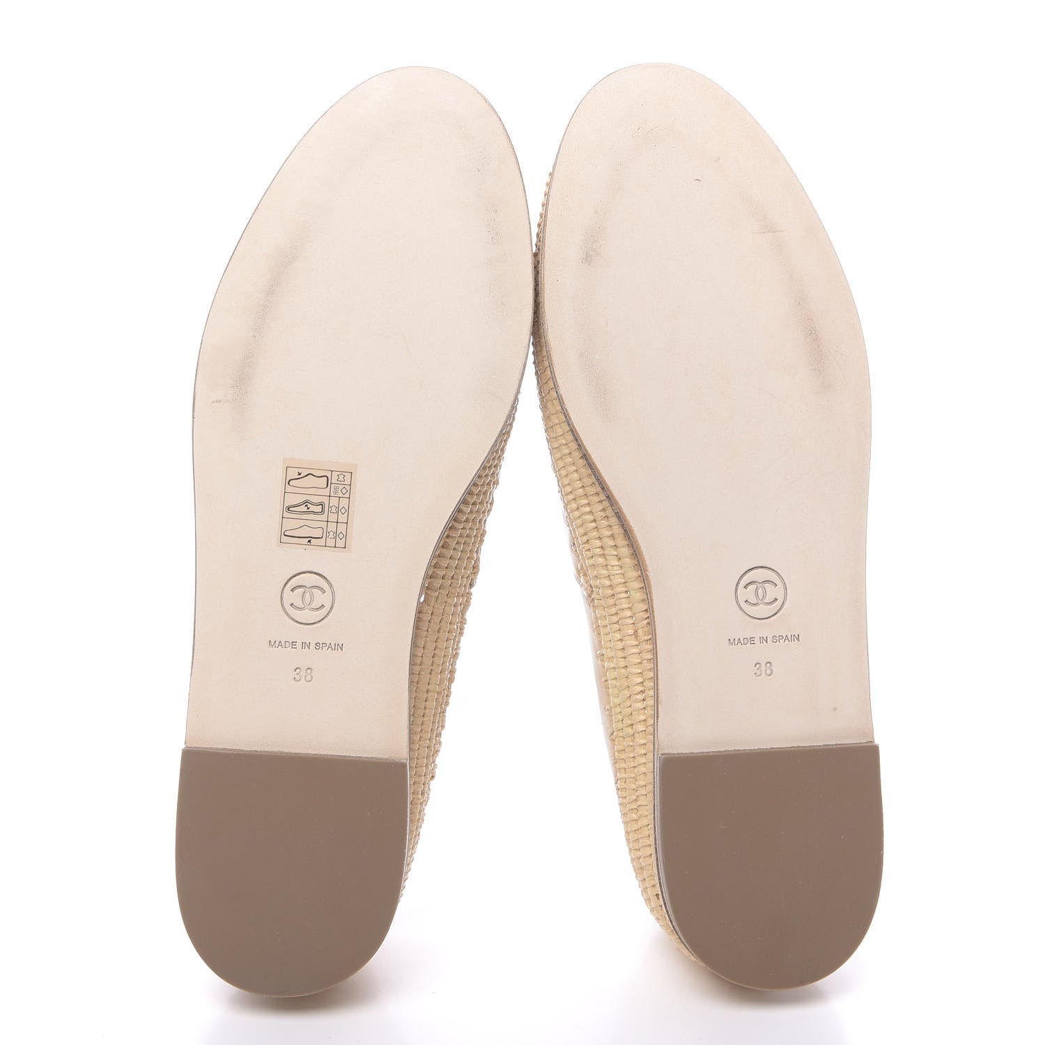 Chanel Lambskin Grosgrain CC Espadrilles 38 Beige Black 5 of 11