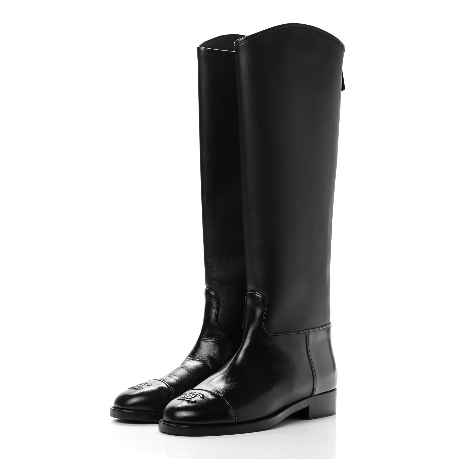 Chanel CC Cap Toe Boots 36.5 Black 3 of 10