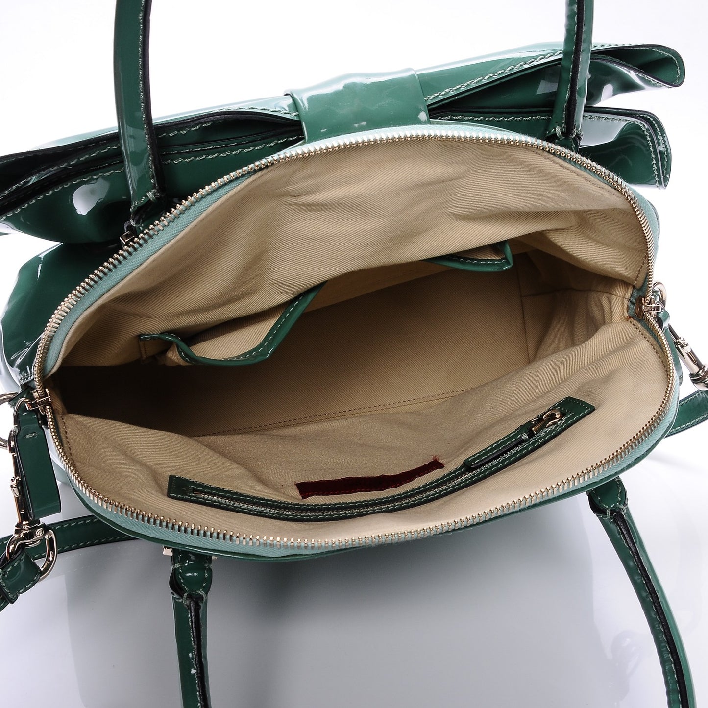 Patent Lacca Bow Dome Tote Green