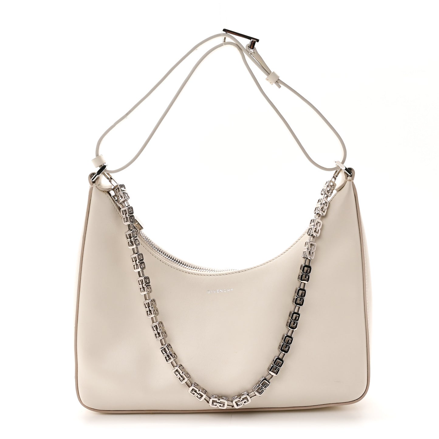 Smooth Calfskin Small Moon Cut Out Shoulder Bag Ivory