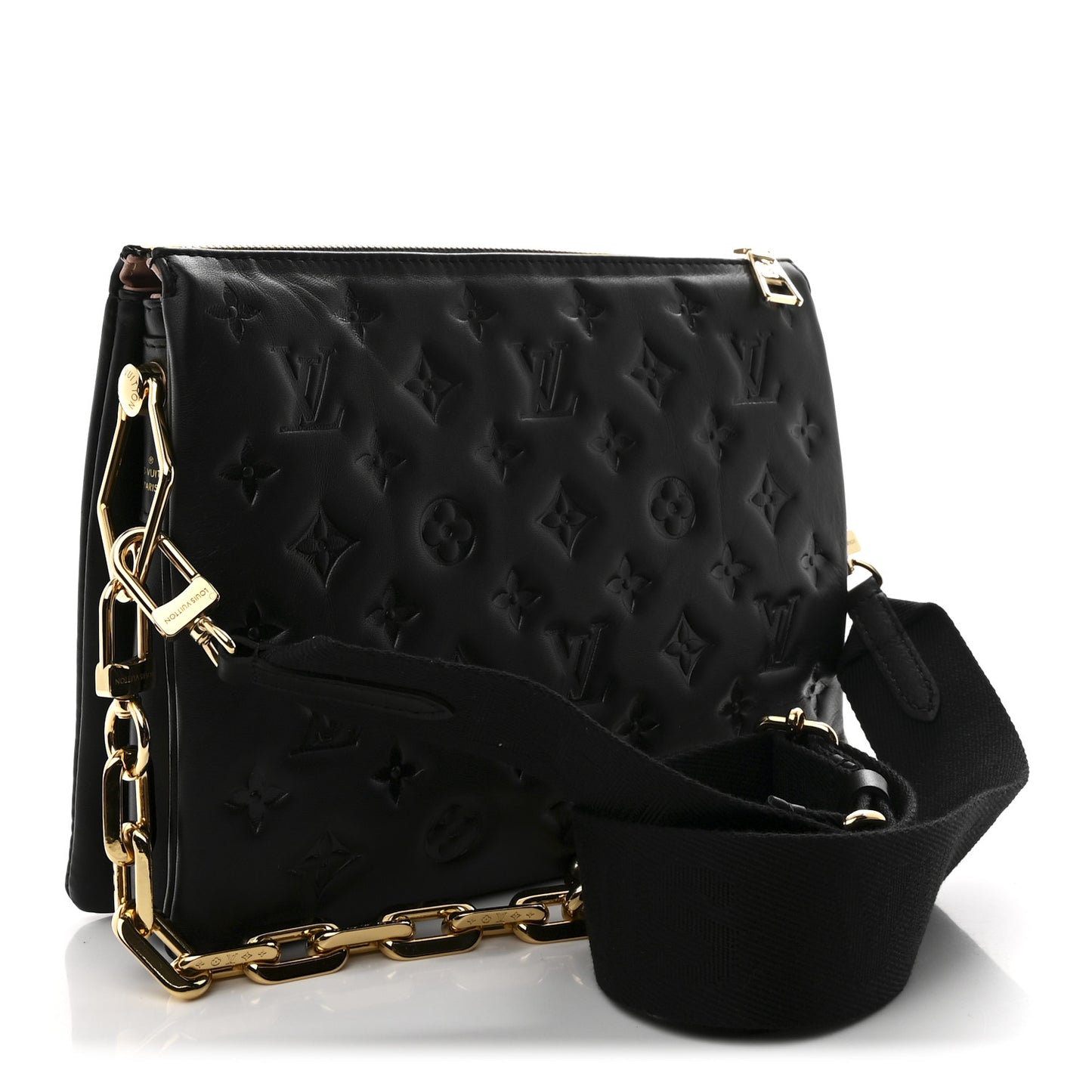Lambskin Embossed Monogram Coussin PM Black