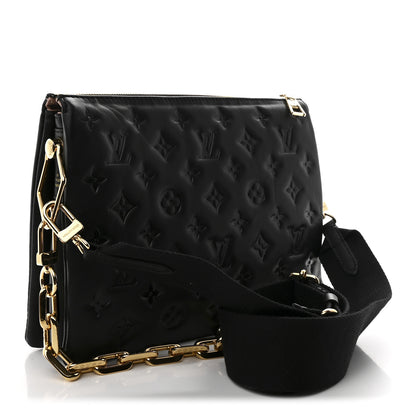 Louis Vuitton Lambskin Embossed Monogram Coussin PM Black 3 of 11