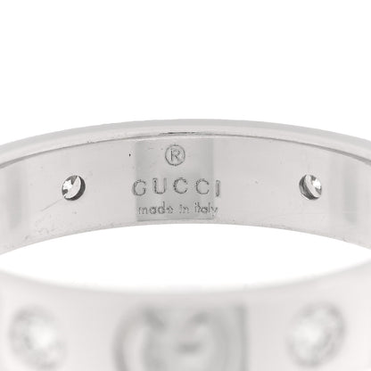 Gucci 18K White Gold Diamond Icon Band Ring 56 7.5 4 of 5