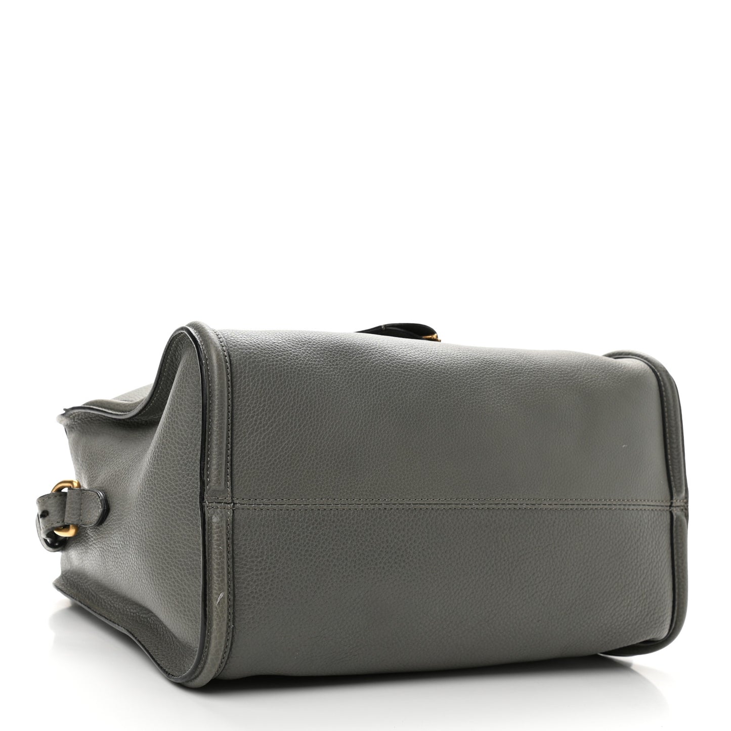 Pebbled Calfskin Small Skull Padlock Zip Around Tote Grey