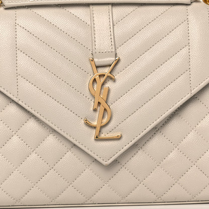 Saint Laurent Grain De Poudre Textured Mixed Matelasse Medium Triquilt Monogram Satchel Porcellana 9 of 13