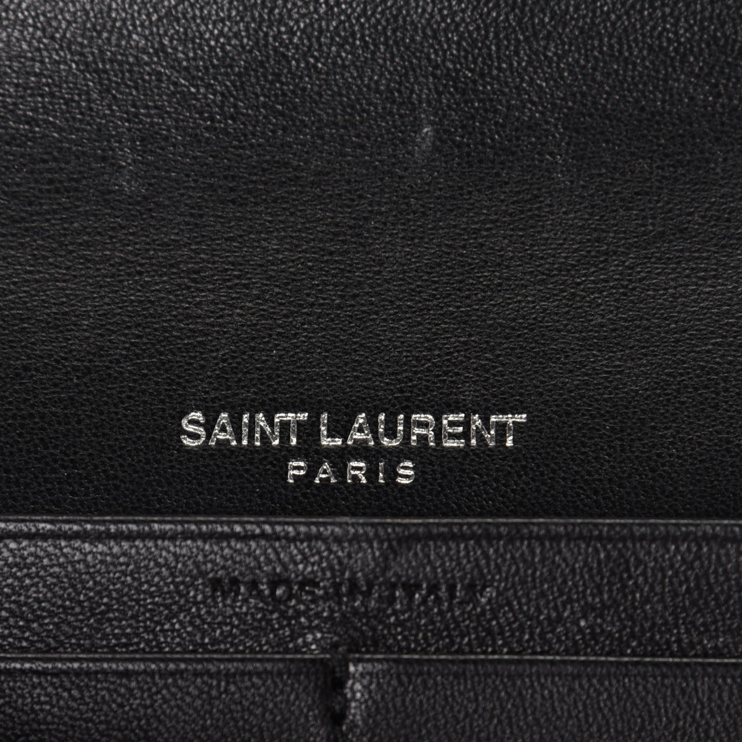 Saint Laurent Calfskin Crocodile Embossed Monogram Flap Wallet Black 6 of 7