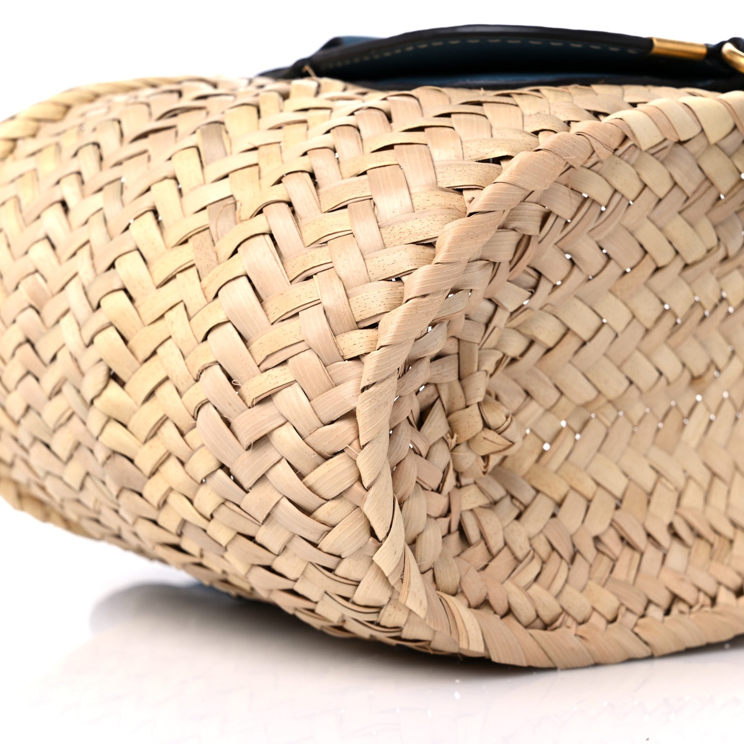 Chloe Raffia Small Grain Calfskin Mini Marcie Basket Mirage Blue 6 of 11