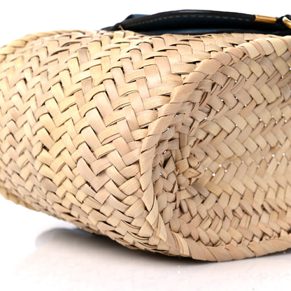 Chloe Raffia Small Grain Calfskin Mini Marcie Basket Mirage Blue 6 of 11