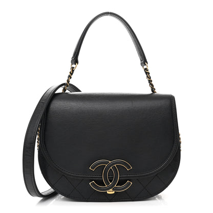Chanel Shiny Calfskin Goatskin Quilted Small Coco Curve Messenger Flap Black 1 of 11