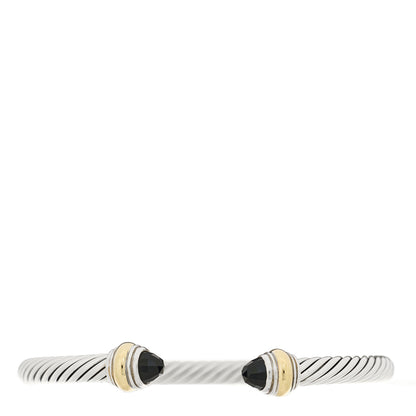 David Yurman Sterling Silver 14K Yellow Gold Black Onyx 5mm Cable Classics Bracelet 1 of 3