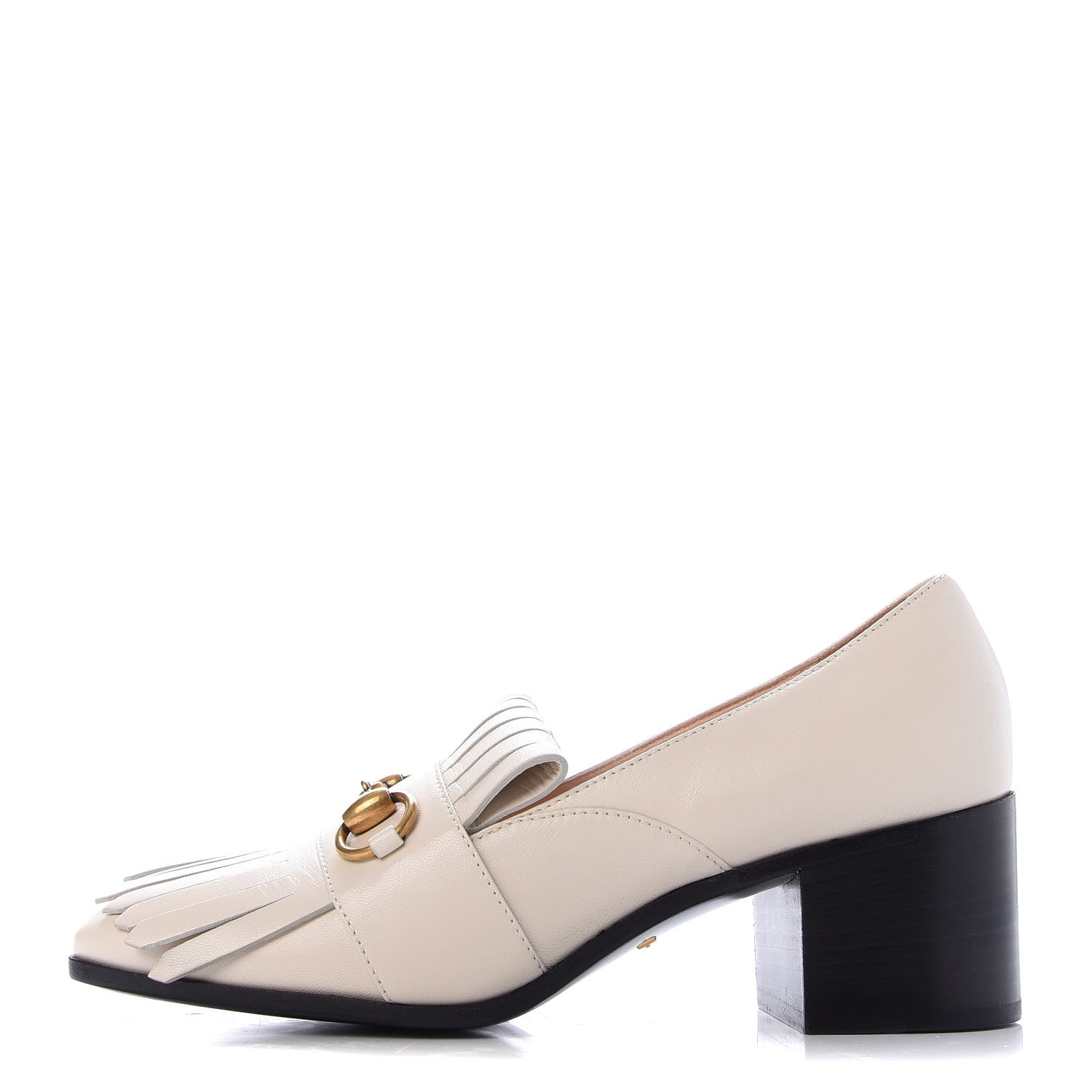 Gucci Malaga Kid Polly Kiltie Fringe 55mm Loafer Pumps 36 Mystic White 1 of 9