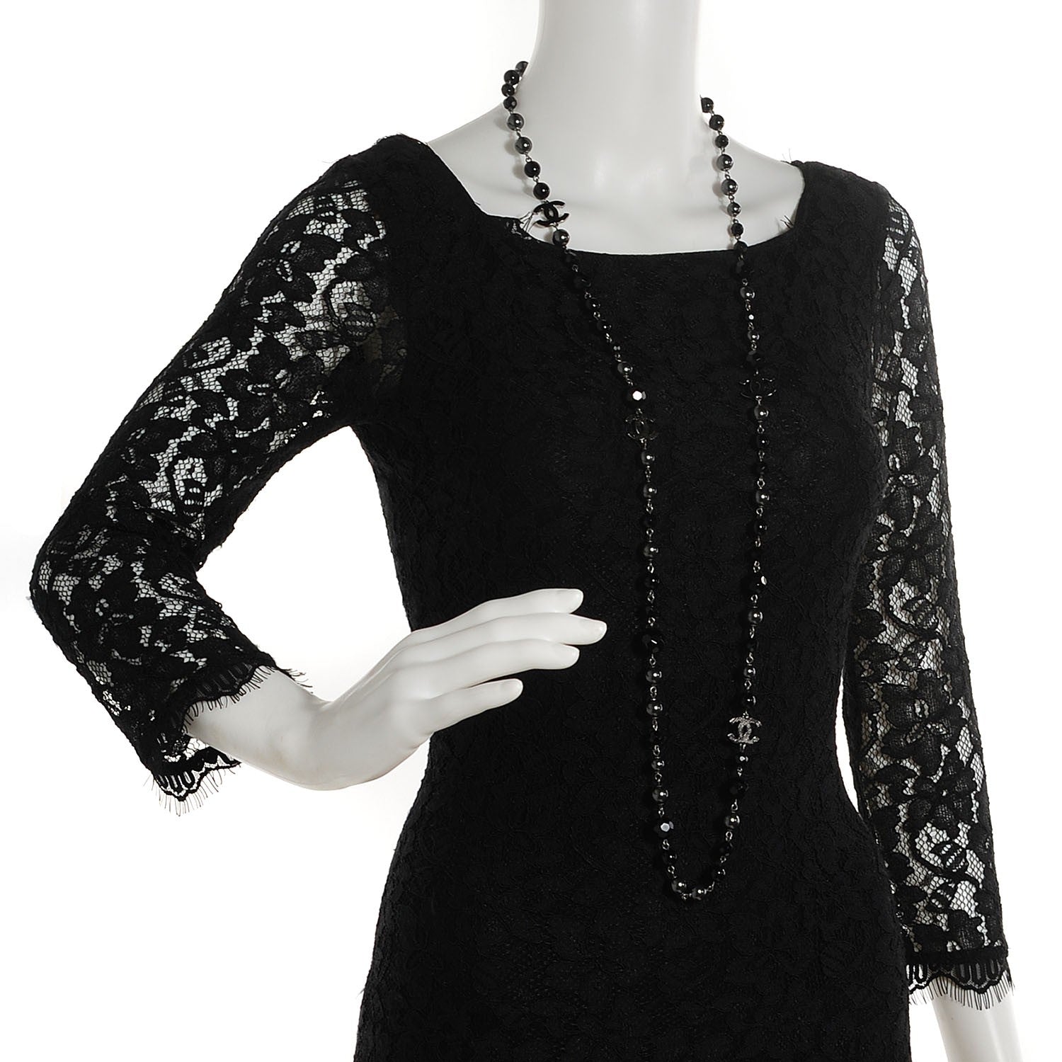 Chanel Ruthenium Beaded CC Long Necklace Black 3 of 5