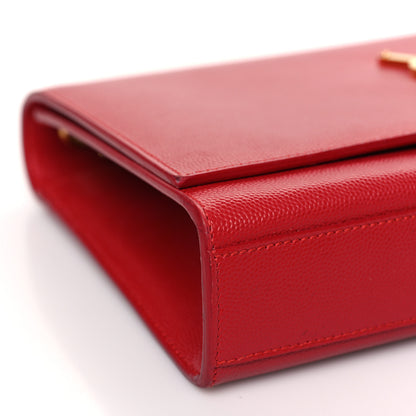 Saint Laurent Grain De Poudre Medium Monogram Kate Satchel Red 7 of 8