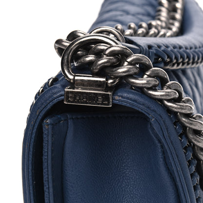 Chanel Calfskin Quilted Medium Top Handle Boy Flap Blue 7 of 7