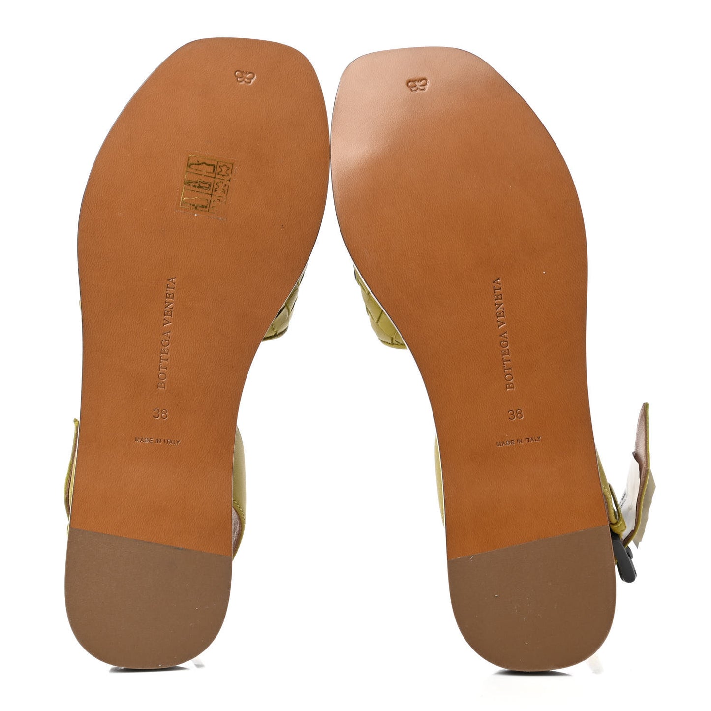 Nappa Ayers Intrecciato Flat Sandals 38 Chamomile