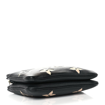 Louis Vuitton Empreinte Monogram Giant Double Zip Pochette Black Cream 4 of 10