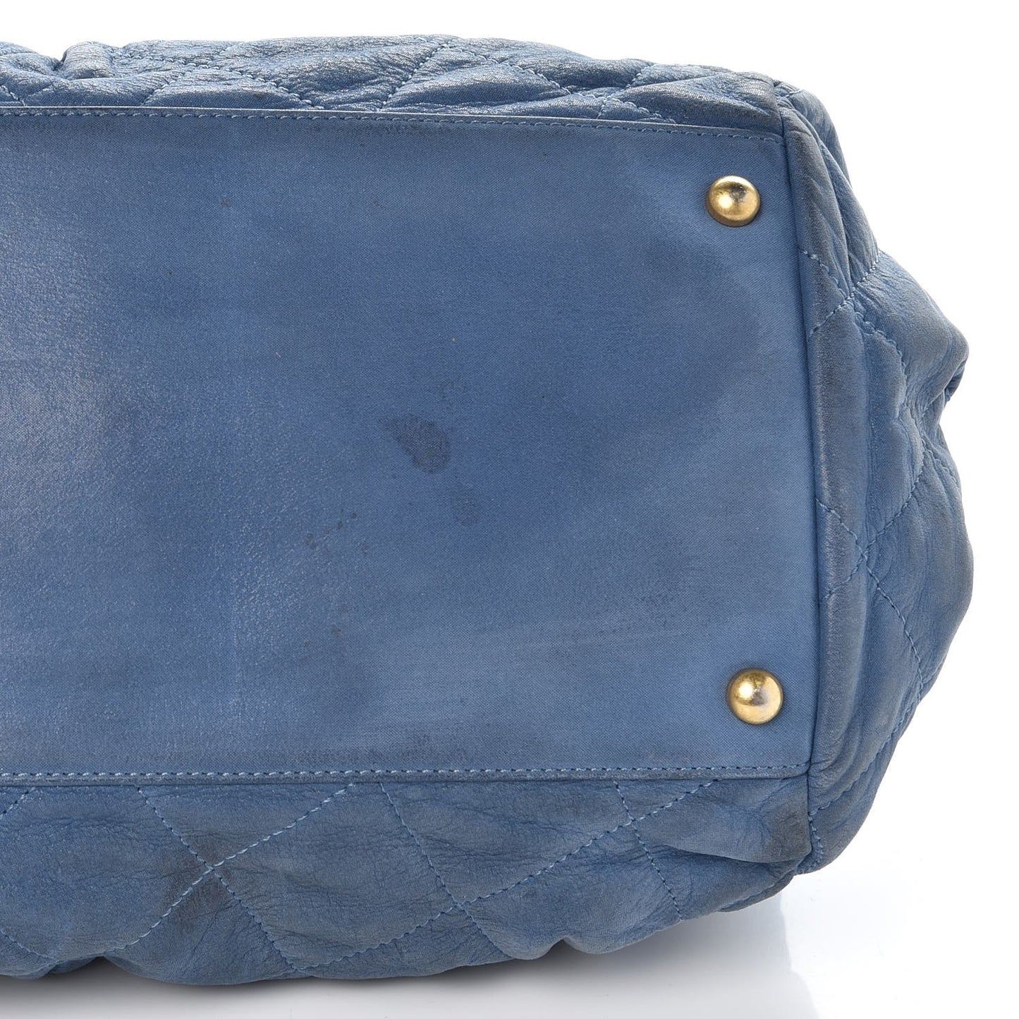 Iridescent Calfskin Chic Quilt Bowling Bag Blue