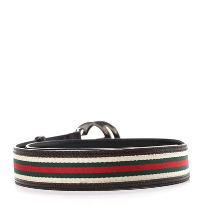 Gucci Calfskin Web Interlocking G Belt 85 34 Dark Brown 2 of 5