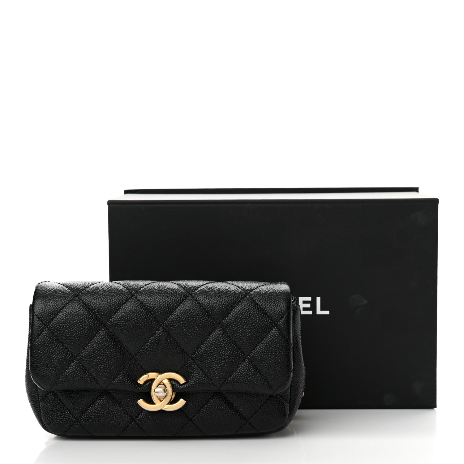 Chanel Shiny Caviar Quilted Chain Melody Waist Belt Bag Black 12 of 12