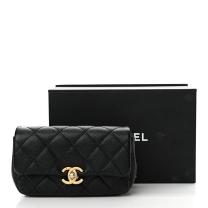 Chanel Shiny Caviar Quilted Chain Melody Waist Belt Bag Black 12 of 12