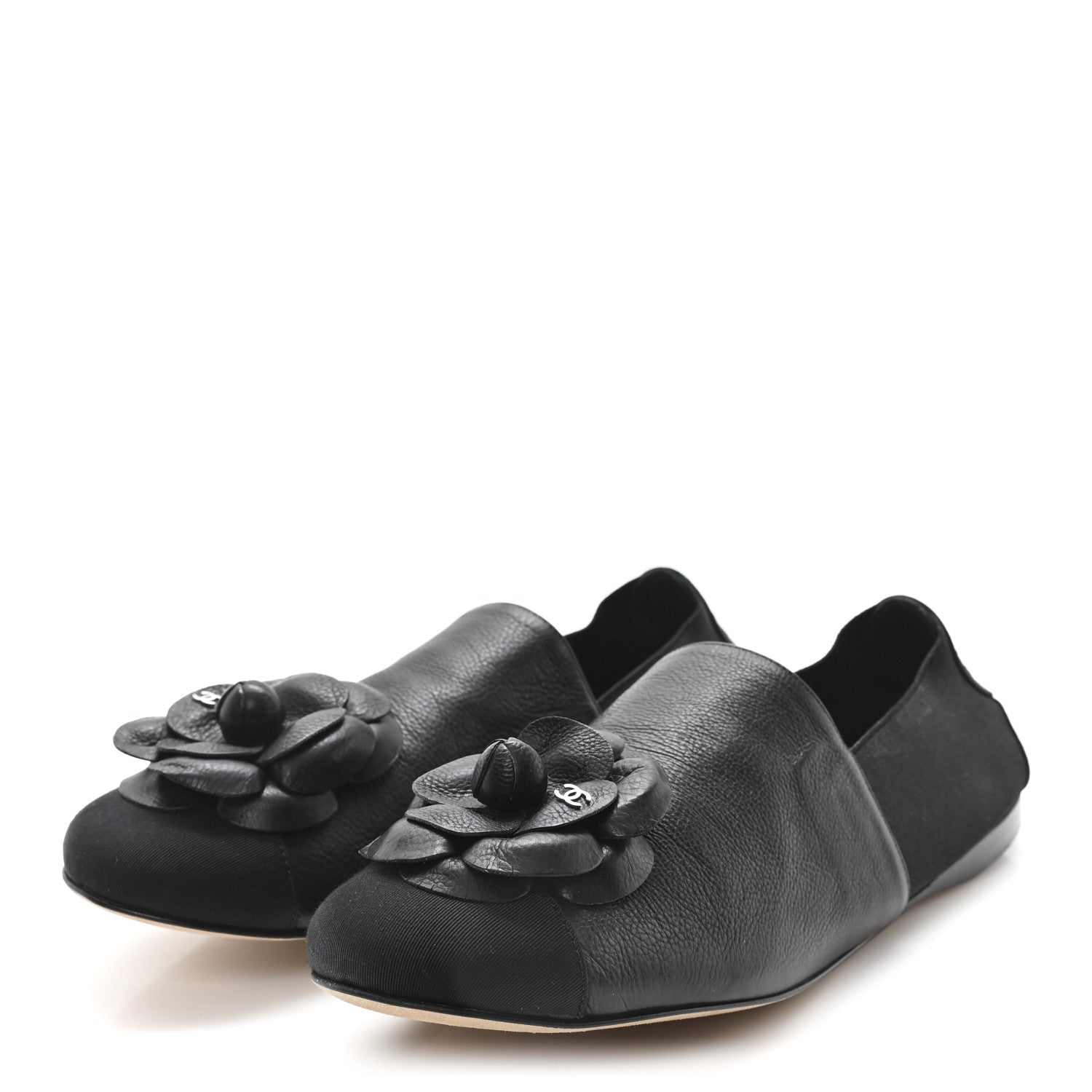 Chanel Calfskin Grosgrain Camellia Mocassin Loafers 41 Black 4 of 11