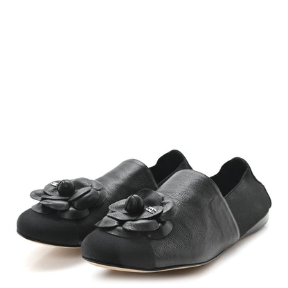 Chanel Calfskin Grosgrain Camellia Mocassin Loafers 41 Black 4 of 11