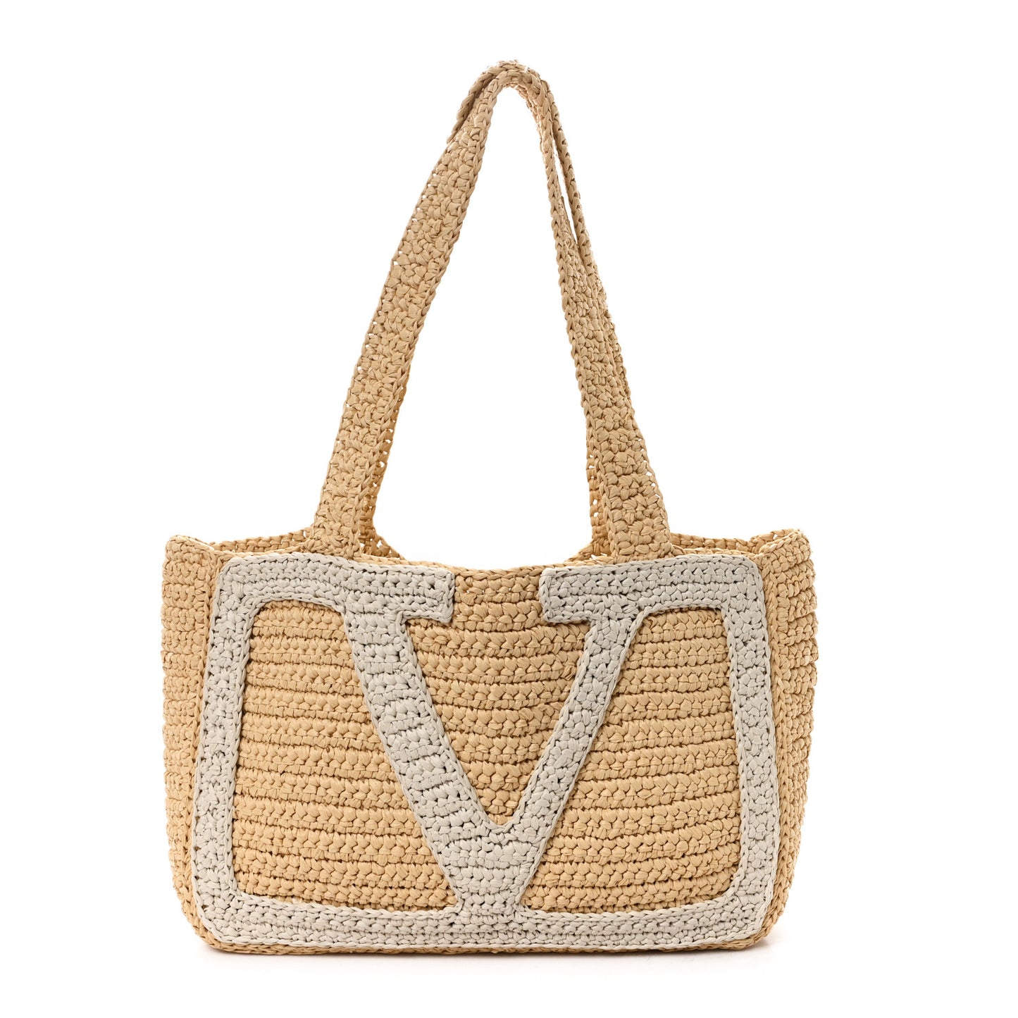 Raffia V Shoulder Bag