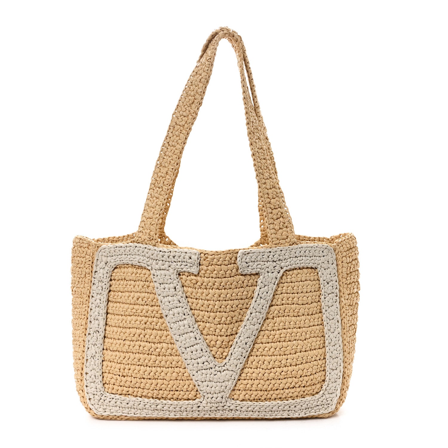 Valentino Garavani Raffia V Shoulder Bag 1 of 10