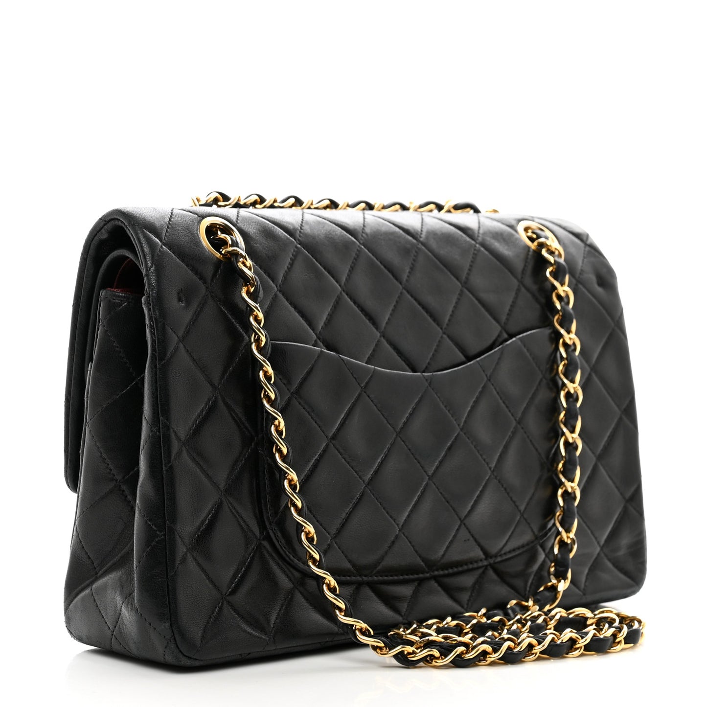 Lambskin Quilted Medium Double Flap Black