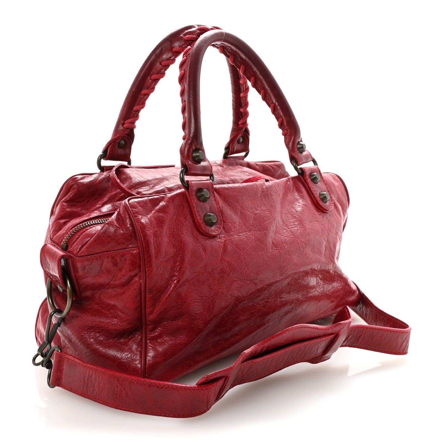 Agneau Classic Hardware Box Bag Cassis