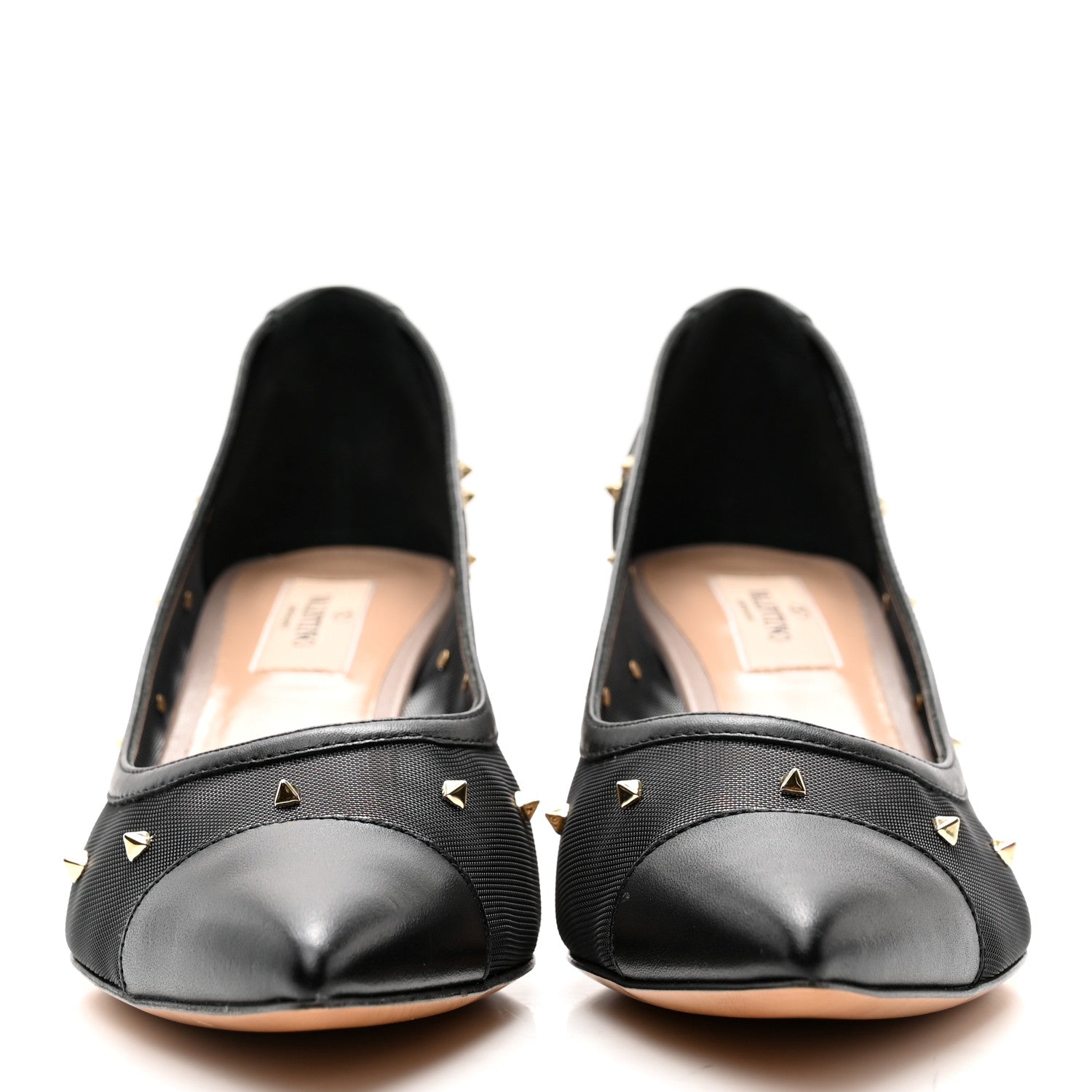Valentino Garavani Mesh Embellished Shining Rockstud Low Heel Pumps 37.5 Black 2 of 8