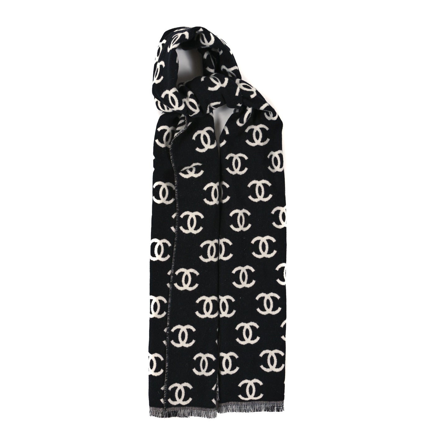 Wool Cashmere CC Scarf Black White