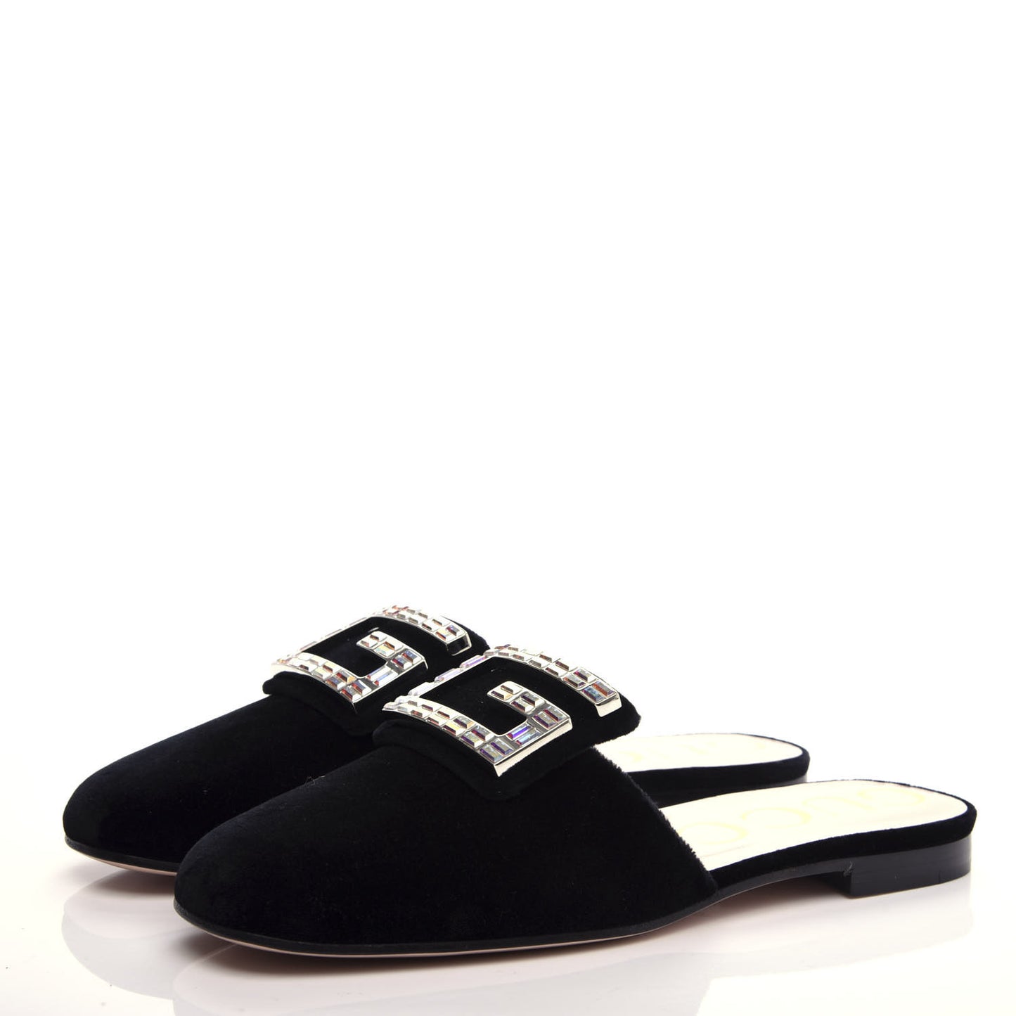 Velvet Crystal Square G Madelyn Slippers 37.5 Black