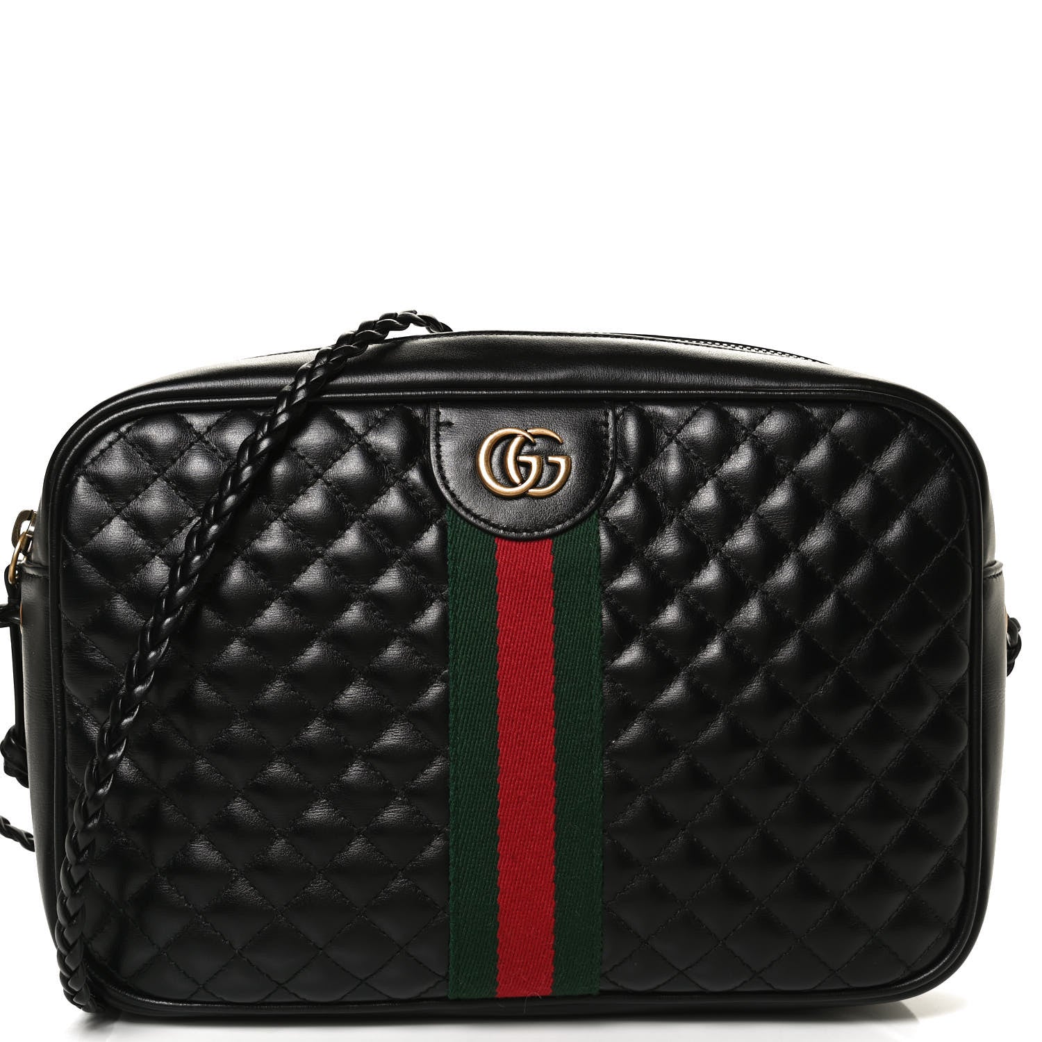 Gucci Calfskin Web Trapuntata Small GG Shoulder Bag Black 9 of 11