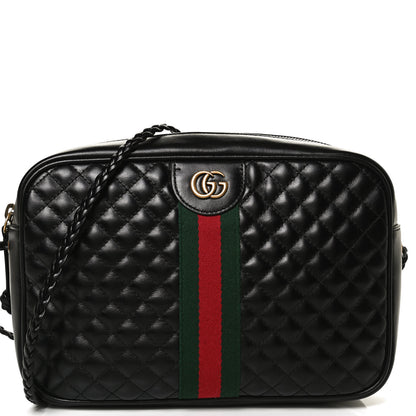 Gucci Calfskin Web Trapuntata Small GG Shoulder Bag Black 9 of 11