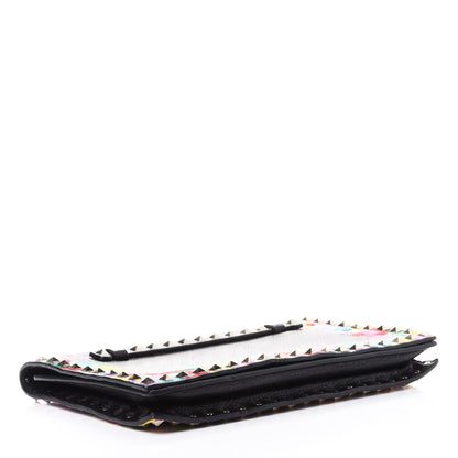 Valentino Garavani Grained Calfskin Embroidered Rockstud Wristlet Clutch Black 3 of 4