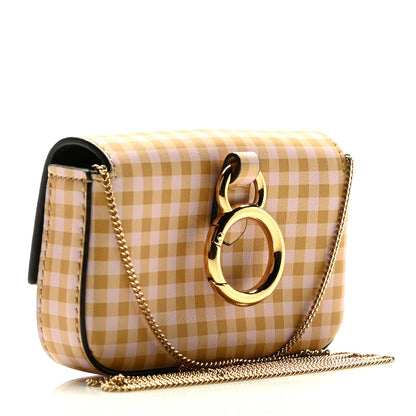 Fendi Vitello Century Gingham Nano Baguette Charm Rosewood Mustard 2 of 5