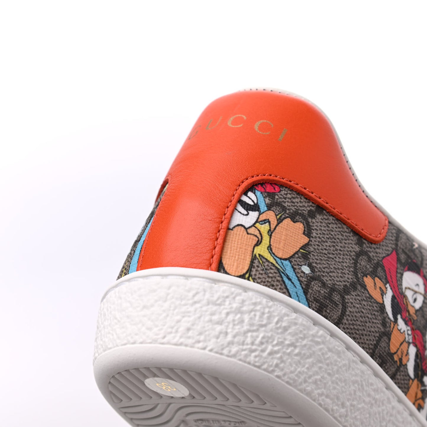 X DISNEY GG Supreme Monogram Web Donald Duck Womens Ace Sneakers 38 Beige New Acero Orange