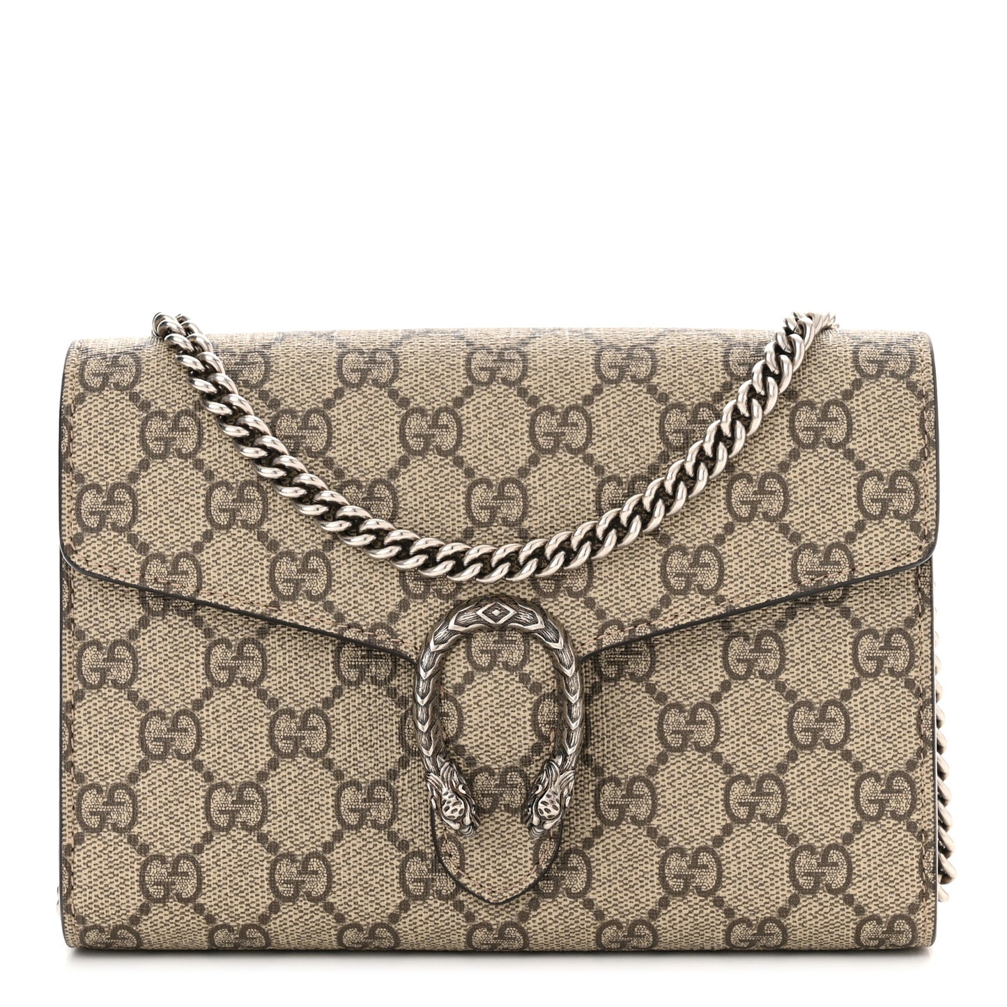 GG Supreme Monogram Mini Dionysus Chain Wallet Beige Taupe
