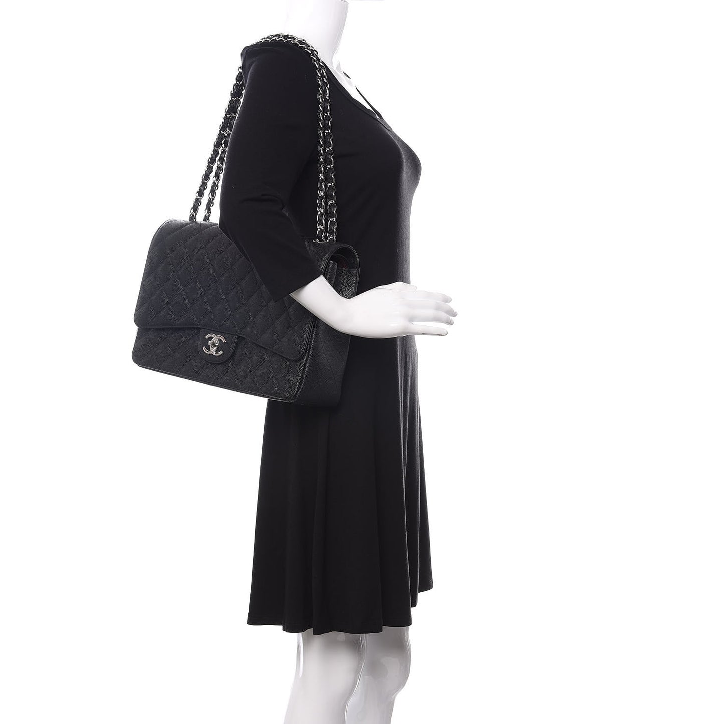 Caviar Quilted Maxi Double Flap Black