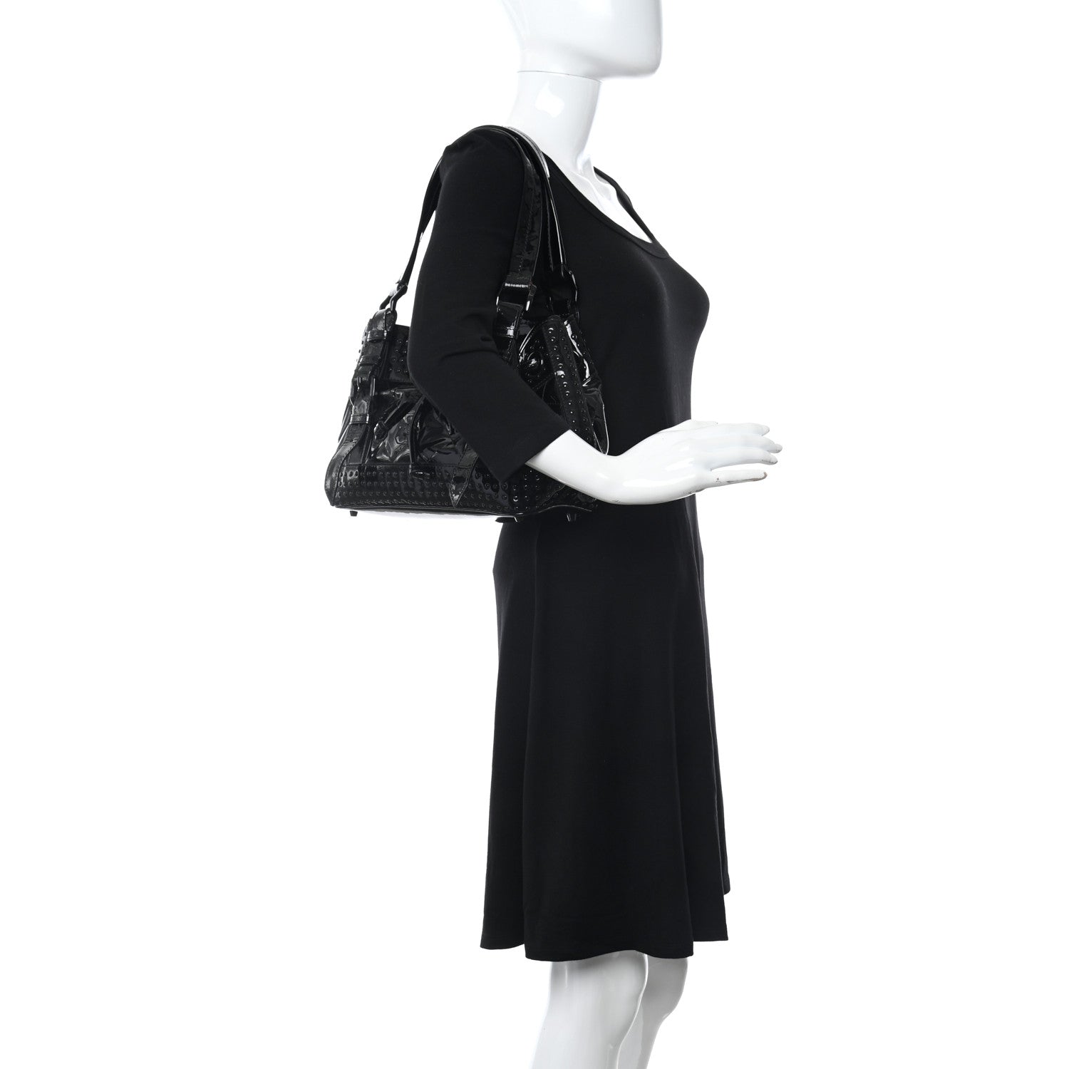 Burberry Prorsum Patent Studded Shoulder Bag Black 2 of 7