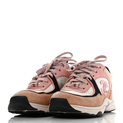 Chanel Nylon Lambskin Suede Calfskin CC Sneakers 36.5 Pink 3 of 21