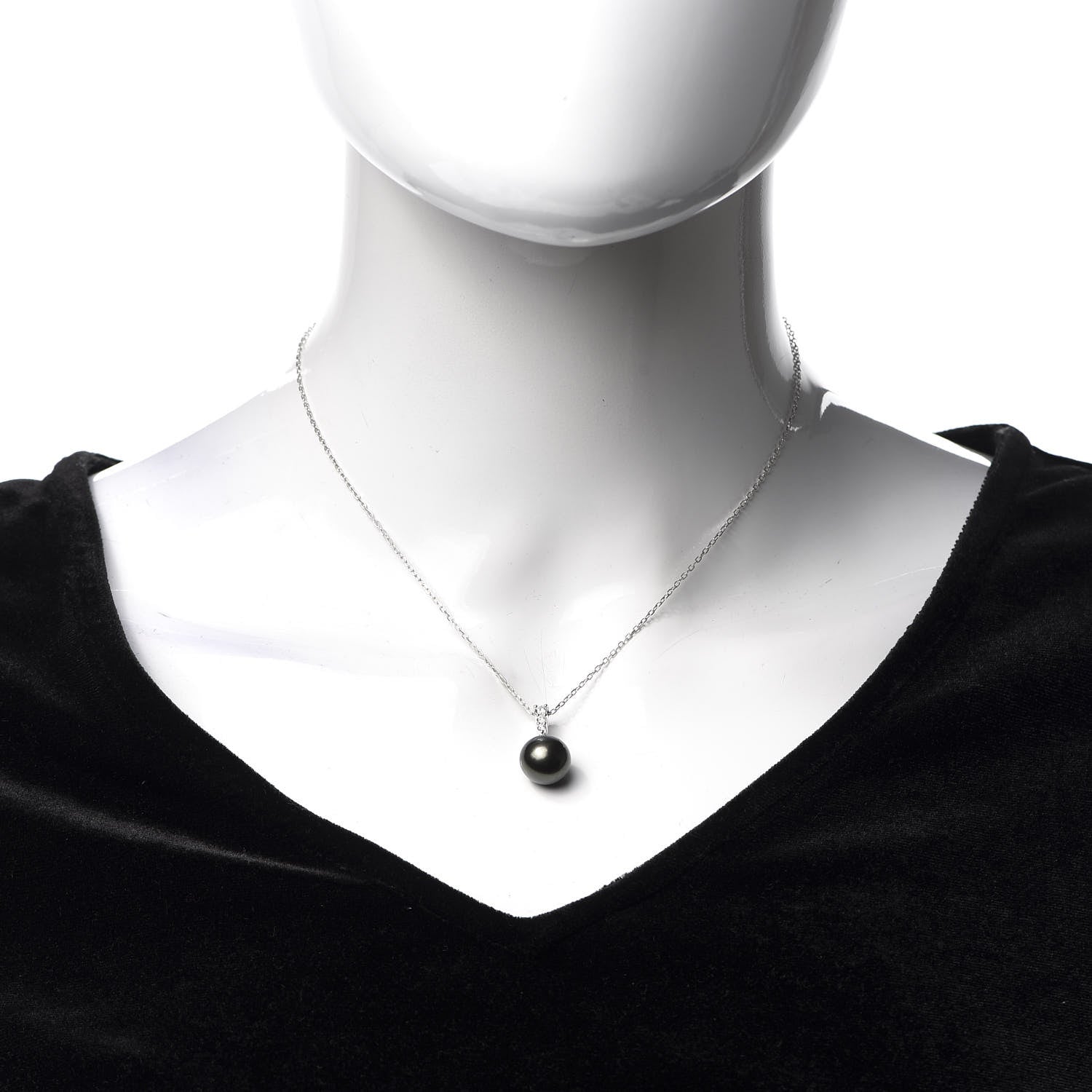 Mikimoto 18K White Gold Diamond Black South Sea Pearl 10mm Morning Dew Pendant Necklace 2 of 5