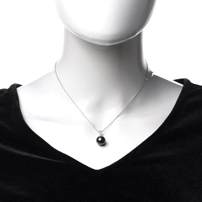 Mikimoto 18K White Gold Diamond Black South Sea Pearl 10mm Morning Dew Pendant Necklace 2 of 5