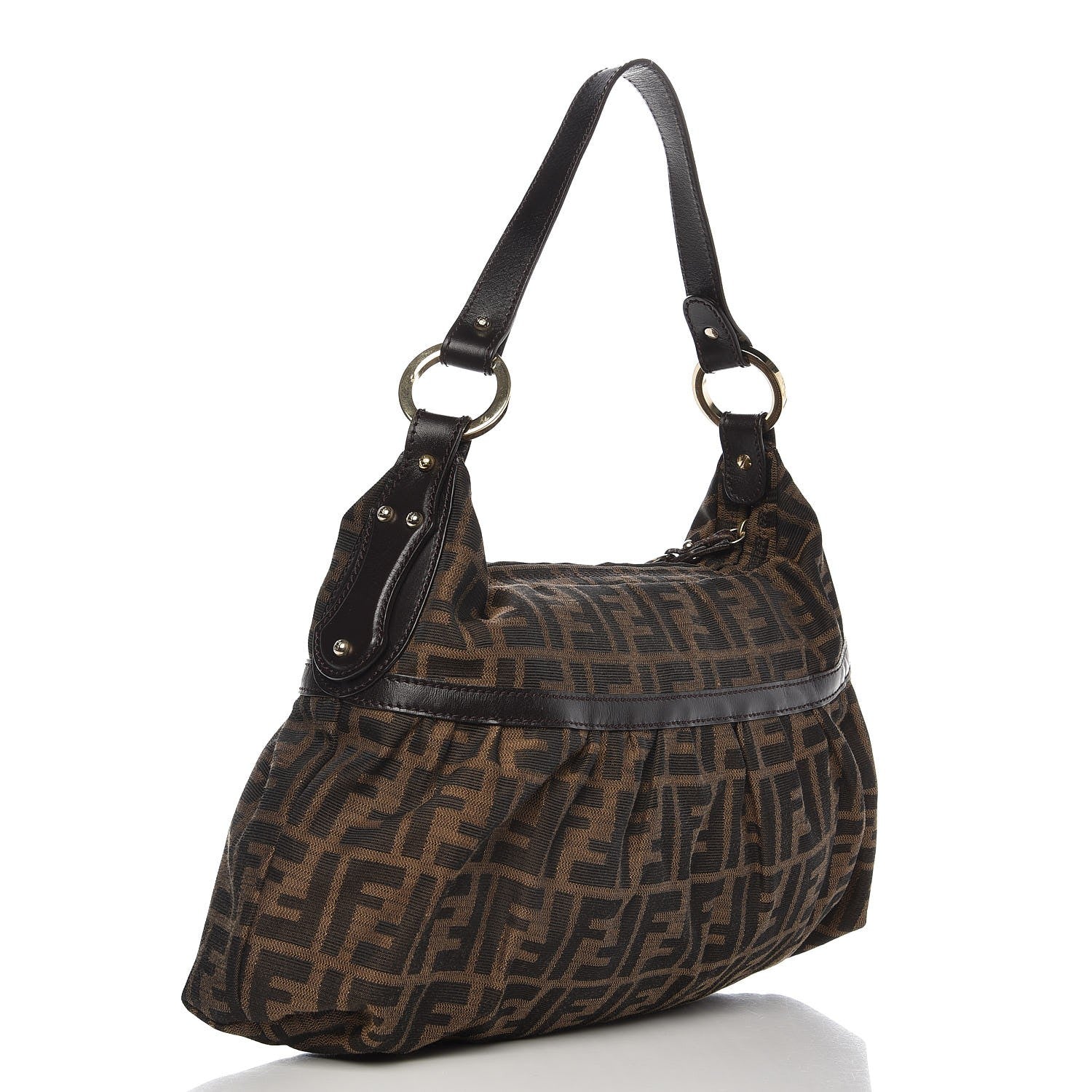 Fendi Zucca Cuoio Lucido Chef Hobo Tobacco Moro 3 of 10