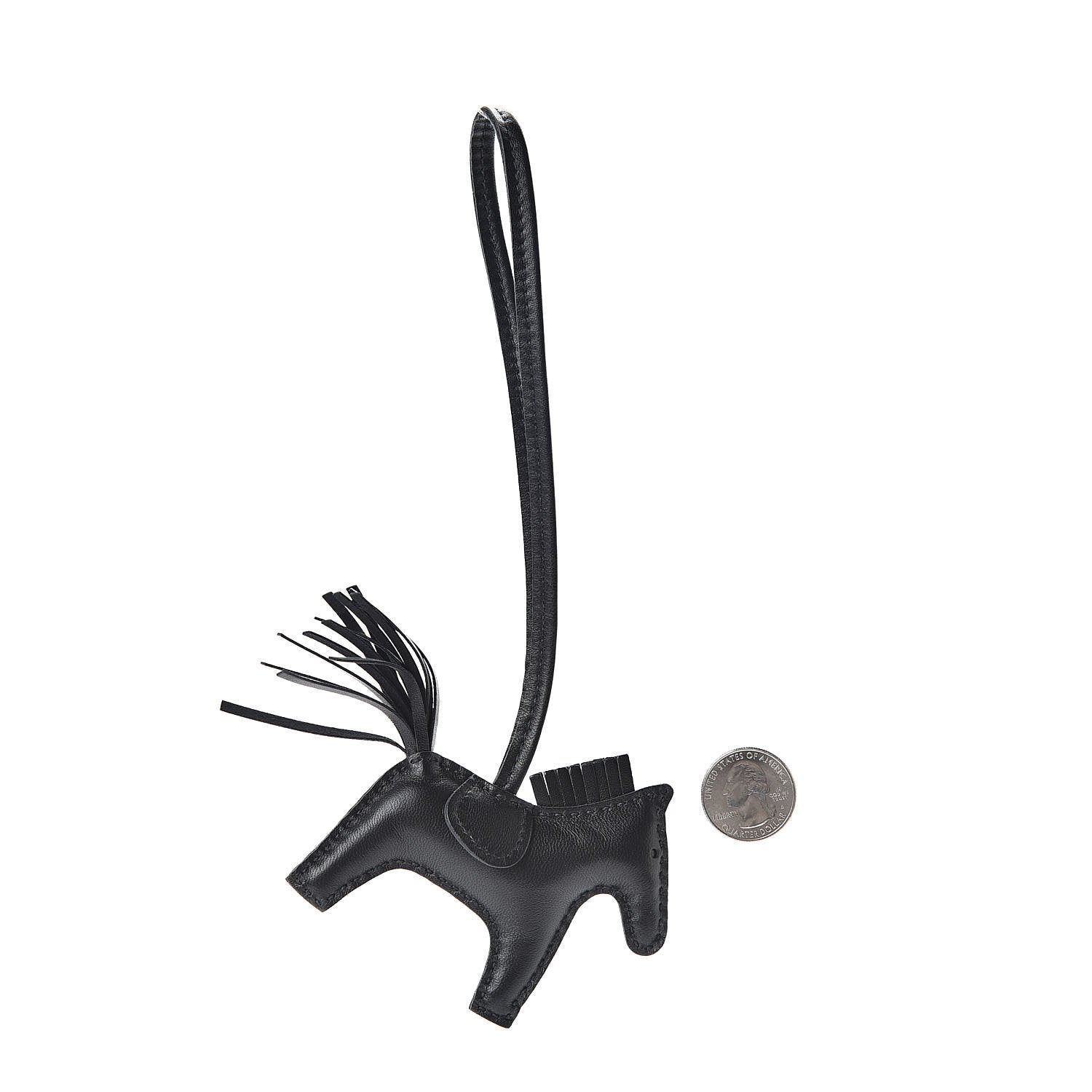 Hermes Milo Lambskin Grigri Rodeo Horse Bag Charm PM So Black 2 of 4