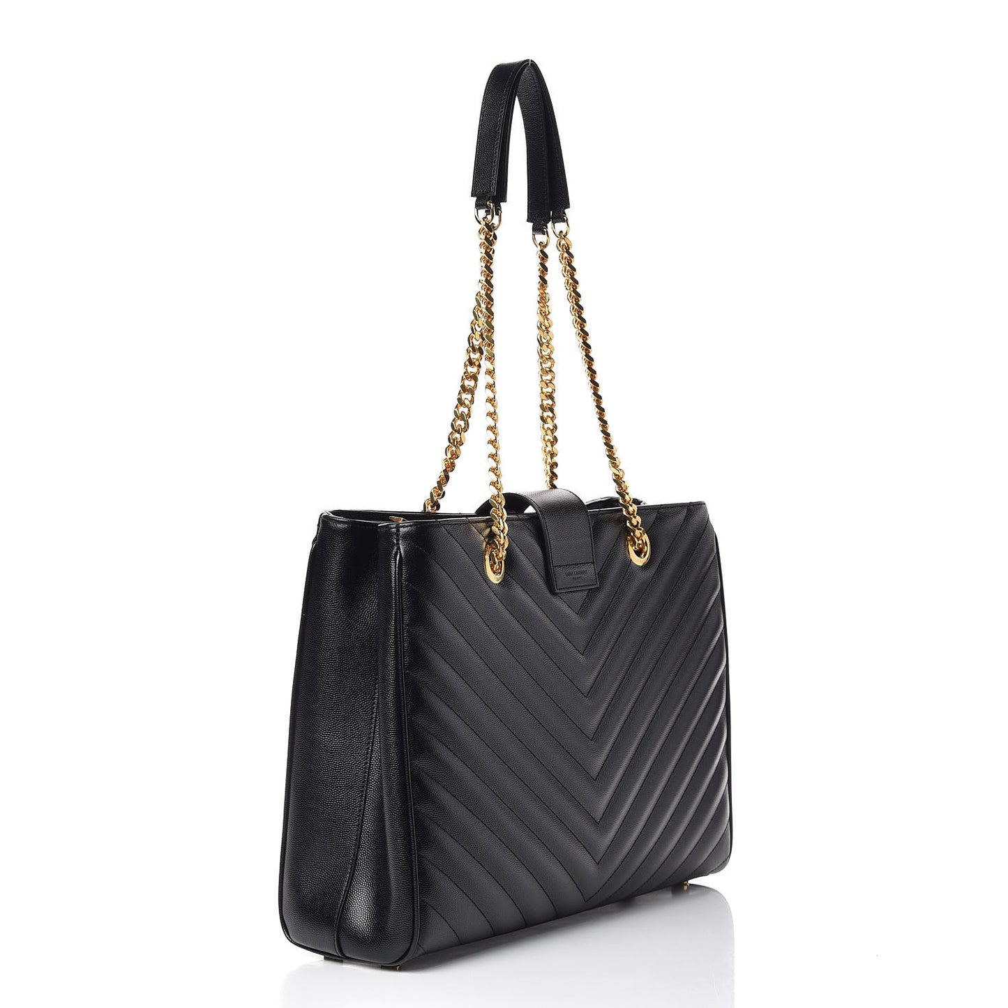 Grain De Poudre Matelasse Chevron Monogram Shopping Bag Black
