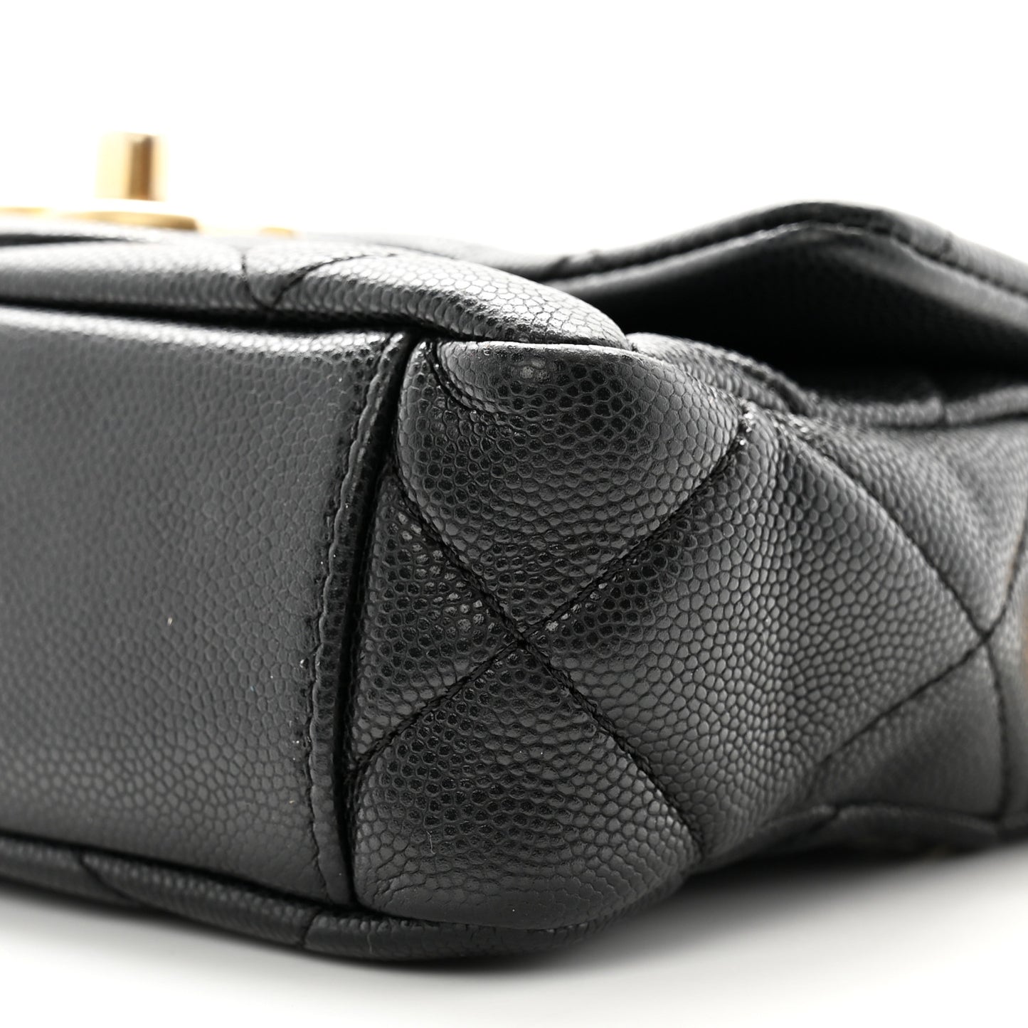 Caviar Quilted Mini Twist Your Buttons Flap Black