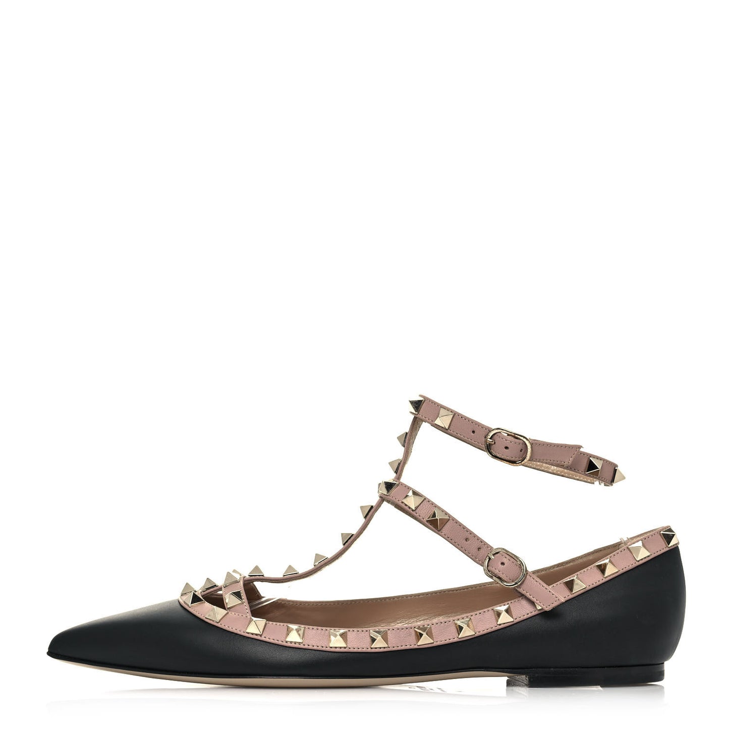 Nappa Rockstud Cage Ballerina Flats 41 Black Poudre
